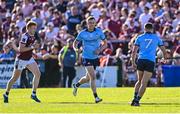 17 May 2025; Tom Lahiff of Dublin, centre, celebrates after scoring the winning point, after the second half hooter, in the GAA Football All-Ireland Senior Championship Round 1 match between Galway and Dublin at Pearse Stadium in Galway. Photo by Piaras Ó Mídheach/Sportsfile