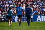 17 May 2025; Con O'Callaghan of Dublin leaves the pitch to receive medical attention for an injury during the GAA Football All-Ireland Senior Championship Round 1 match between Galway and Dublin at Pearse Stadium in Galway. Photo by Piaras Ó Mídheach/Sportsfile