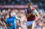 17 May 2025; John Maher of Galway in action against Sean MacMahon of Dublin during the GAA Football All-Ireland Senior Championship Round 1 match between Galway and Dublin at Pearse Stadium in Galway. Photo by Piaras Ó Mídheach/Sportsfile