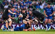 17 May 2025; Rory Darge of Glasgow Warriors is tackled by Jack Conan, left, and RG Snyman of Leinster during the United Rugby Championship match between Leinster and Glasgow Warriors at the Aviva Stadium in Dublin. Photo by Sam Barnes/Sportsfile