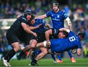 17 May 2025; Jack Conan of Leinster is tackled by Seb Stephen of Glasgow Warriors during the United Rugby Championship match between Leinster and Glasgow Warriors at the Aviva Stadium in Dublin. Photo by Ramsey Cardy/Sportsfile