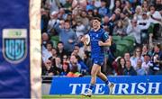 17 May 2025; Jimmy O'Brien of Leinster celebrates after scoring his side's first try, which was subsequently disallowed, during the United Rugby Championship match between Leinster and Glasgow Warriors at the Aviva Stadium in Dublin. Photo by Sam Barnes/Sportsfile