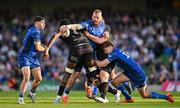 17 May 2025; RG Snyman of Leinster, supported by teammates Jimmy O'Brien, left, and Jordie Barrett, right, in action against Jare Oguntibeju, left, and Fin Richardson of Glasgow Warriors during the United Rugby Championship match between Leinster and Glasgow Warriors at the Aviva Stadium in Dublin. Photo by Sam Barnes/Sportsfile