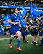 17 May 2025; James Ryan of Leinster runs out for the second half of the United Rugby Championship match between Leinster and Glasgow Warriors at the Aviva Stadium in Dublin. Photo by Ramsey Cardy/Sportsfile