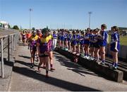 17 May 2025; Wexford players return to the changing room before the Leinster Senior Camogie final match between Wexford and Kilkenny at Netwatch Cullen Park in Carlow. There are no action pictures from this game at the request of the players. Photo by Michael P Ryan/Sportsfile