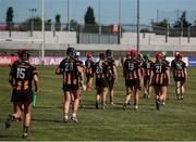 17 May 2025; Kilkenny players return to the field before the Leinster Senior Camogie final match between Wexford and Kilkenny at Netwatch Cullen Park in Carlow. There are no action pictures from this game at the request of the players. Photo by Michael P Ryan/Sportsfile
