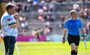 17 May 2025; Linesman Johnny Murphy and Antrim manager Davy Fitzgerald look on during the Leinster GAA Hurling Senior Championship Round 4 match between Galway and Antrim at Pearse Stadium in Galway. Photo by Piaras Ó Mídheach/Sportsfile
