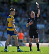 17 May 2025; Referee David Coldrick shows a yellow card to David Murray of Roscommon during the GAA Football All-Ireland Senior Championship Round 1 match between Kerry and Roscommon at Fitzgerald Stadium in Killarney, Kerry. Photo by Brendan Moran/Sportsfile