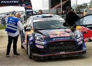 18 May 2025; Josh McErlean and Eoin Treacy before competing in their Ford Puma Rally 1 during day four of the FIA World Rally Championship Rally de Portugal in Porto, Portugal. Photo by Philip Fitzpatrick/Sportsfile