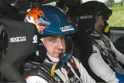 18 May 2025; Conor Mohan, left, and Eammon Kelly in their Ford Fiesta Rally 3 during day four of the FIA World Rally Championship Rally de Portugal in Porto, Portugal. Photo by Philip Fitzpatrick/Sportsfile