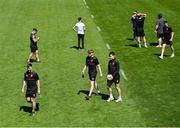 18 May 2025; Down players return to the dressing room after walking the pitch before the GAA Football All-Ireland Senior Championship Round 1 match between Clare and Down at Zimmer Biomet Páirc Chíosóg in Ennis, Clare. Photo by Tom Beary/Sportsfile