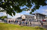 18 May 2025; Members of Lucan Sarsfield GAA Club in Dublin make their way to the stadium before the Leinster GAA Hurling Senior Championship Round 4 match between Kilkenny and Dublin at UPMC Nowlan Park in Kilkenny. Photo by Ramsey Cardy/Sportsfile