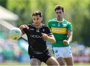 18 May 2025; Niall Murphy of Sligo in action against Cillian McGloin of Leitrim during the Táilteann Cup match between Leitrim and Sligo at Avant Money Páirc Seán Mac Diarmada in Carrick-on-Shannon, Leitrim. Photo by Thomas Flinkow/Sportsfile