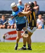 18 May 2025; Darragh Power of Dublin in action against Mikey Butler of Kilkenny during the Leinster GAA Hurling Senior Championship Round 4 match between Kilkenny and Dublin at UPMC Nowlan Park in Kilkenny. Photo by Ramsey Cardy/Sportsfile