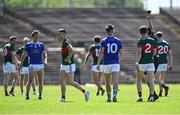 18 May 2025; Davitt Neary of Mayo leaves the pitch as he's shown the black card by referee Paul Faloon during the GAA Football All-Ireland Senior Championship Round 1 match between Mayo and Cavan at Hastings Insurance MacHale Park in Castlebar, Mayo. Photo by Piaras Ó Mídheach/Sportsfile