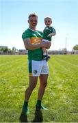 18 May 2025; Keith Keegan of Leitrim with nephew Odhrán Brennan, age 15 months, after the Táilteann Cup match between Leitrim and Sligo at Avant Money Páirc Seán Mac Diarmada in Carrick-on-Shannon, Leitrim. Photo by Thomas Flinkow/Sportsfile