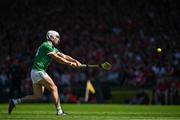 18 May 2025; Aaron Gillane of Limerick scores a free during the Munster GAA Hurling Senior Championship Round 4 match between Limerick and Cork at TUS Gaelic Grounds in Limerick. Photo by Sam Barnes/Sportsfile