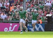 18 May 2025; Cian Lynch of Limerick celebrates his side's firs goal during the Munster GAA Hurling Senior Championship Round 4 match between Limerick and Cork at TUS Gaelic Grounds in Limerick. Photo by Brendan Moran/Sportsfile
