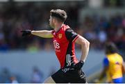 18 May 2025; John McGeough of Down celebrates after scoring his side's first goal during the GAA Football All-Ireland Senior Championship Round 1 match between Clare and Down at Zimmer Biomet Páirc Chíosóg in Ennis, Clare. Photo by Tom Beary/Sportsfile