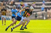 18 May 2025; Jordan Molloy of Kilkenny in action against Brian Hayes of Dublin during the Leinster GAA Hurling Senior Championship Round 4 match between Kilkenny and Dublin at UPMC Nowlan Park in Kilkenny. Photo by Ramsey Cardy/Sportsfile