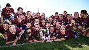 18 May 2025; Westmeath players celebrate with the DS Consulting Cup after their side's victory in the TG4 Leinster LGFA Intermediate Championship final match between Laois and Westmeath at TEG Cusack Park in Mullingar, Westmeath. Photo by Seb Daly/Sportsfile