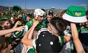 18 May 2025; Aaron Gillane of Limerick is mobbed by supporters after the Munster GAA Hurling Senior Championship Round 4 match between Limerick and Cork at TUS Gaelic Grounds in Limerick. Photo by Brendan Moran/Sportsfile