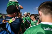 18 May 2025; Aaron Gillane of Limerick is mobbed by supporters after the Munster GAA Hurling Senior Championship Round 4 match between Limerick and Cork at TUS Gaelic Grounds in Limerick. Photo by Brendan Moran/Sportsfile