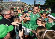 18 May 2025; Kyle Hayes of Limerick is congratulated by supporters after his side's victory in the Munster GAA Hurling Senior Championship Round 4 match between Limerick and Cork at TUS Gaelic Grounds in Limerick. Photo by Sam Barnes/Sportsfile