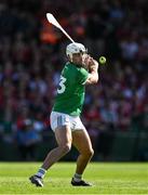 18 May 2025; Aaron Gillane of Limerick scores his side's third goal, from a penalty, during the Munster GAA Hurling Senior Championship Round 4 match between Limerick and Cork at TUS Gaelic Grounds in Limerick. Photo by Brendan Moran/Sportsfile