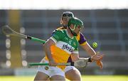 17 May 2025; Brian Duignan of Offaly in action against Conor Foley of Wexford during the Leinster GAA Hurling Senior Championship Round 4 match between Wexford and Offaly at Chadwicks Wexford Park in Wexford. Photo by Matt Browne/Sportsfile