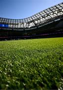 17 May 2025; A detailed view of the Aviva Stadium pitch before the United Rugby Championship match between Leinster and Glasgow Warriors at the Aviva Stadium in Dublin. Photo by Ramsey Cardy/Sportsfile