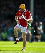 18 May 2025; Niall O'Leary of Cork pulls up with an injury during the Munster GAA Hurling Senior Championship Round 4 match between Limerick and Cork at TUS Gaelic Grounds in Limerick. Photo by Brendan Moran/Sportsfile