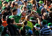 18 May 2025; Kyle Hayes of Limerick celebrates with supporters after the Munster GAA Hurling Senior Championship Round 4 match between Limerick and Cork at TUS Gaelic Grounds in Limerick. Photo by Brendan Moran/Sportsfile