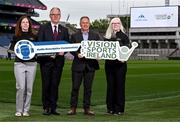 19 May 2025; Croke Park today launched their Audio Descriptive Commentary in association with Vision Sports Ireland. In attendence at the launch, are, Uachtarán Chumann Lúthchleas Gael Jarlath Burns, Croke Park Stadium Director Peter McKenna, Rosie Keogh, Operations and Communications Co-Ordinator at Vision Sports Ireland, left, and Sara McFadden, Partnerships and Operations Co-Ordinator, Vision Sports Ireland. Photo by David Fitzgerald/Sportsfile