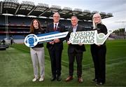 19 May 2025; Croke Park today launched their Audio Descriptive Commentary in association with Vision Sports Ireland. In attendence at the launch, are, Uachtarán Chumann Lúthchleas Gael Jarlath Burns, Croke Park Stadium Director Peter McKenna, Rosie Keogh, Operations and Communications Co-Ordinator at Vision Sports Ireland, left, and Sara McFadden, Partnerships and Operations Co-Ordinator, Vision Sports Ireland. Photo by David Fitzgerald/Sportsfile