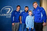 17 May 2025; Leinster players Rob Russell, Rabah Slimani and Garry Ringrose with supporters in Autograph Alley before the United Rugby Championship match between Leinster and Glasgow Warriors at the Aviva Stadium in Dublin. Photo by Sam Barnes/Sportsfile