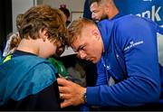 17 May 2025; Garry Ringrose of Leinster with supporters in Autograph Alley before the United Rugby Championship match between Leinster and Glasgow Warriors at the Aviva Stadium in Dublin. Photo by Sam Barnes/Sportsfile
