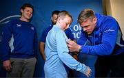 17 May 2025; Leinster players Rob Russell, Rabah Slimani and Garry Ringrose with supporters in Autograph Alley before the United Rugby Championship match between Leinster and Glasgow Warriors at the Aviva Stadium in Dublin. Photo by Sam Barnes/Sportsfile