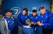17 May 2025; Leinster players Rob Russell, Rabah Slimani and Garry Ringrose with supporters in Autograph Alley before the United Rugby Championship match between Leinster and Glasgow Warriors at the Aviva Stadium in Dublin. Photo by Sam Barnes/Sportsfile