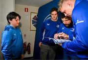 17 May 2025; Leinster players Rob Russell, Rabah Slimani and Garry Ringrose with supporters in Autograph Alley before the United Rugby Championship match between Leinster and Glasgow Warriors at the Aviva Stadium in Dublin. Photo by Sam Barnes/Sportsfile