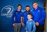 17 May 2025; Leinster players Rob Russell, Rabah Slimani and Garry Ringrose with supporters in Autograph Alley before the United Rugby Championship match between Leinster and Glasgow Warriors at the Aviva Stadium in Dublin. Photo by Sam Barnes/Sportsfile