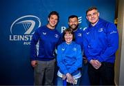 17 May 2025; Leinster players Rob Russell, Rabah Slimani and Garry Ringrose with supporters in Autograph Alley before the United Rugby Championship match between Leinster and Glasgow Warriors at the Aviva Stadium in Dublin. Photo by Sam Barnes/Sportsfile