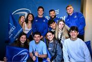 17 May 2025; Leinster players Rob Russell, Rabah Slimani and Garry Ringrose with supporters in Autograph Alley before the United Rugby Championship match between Leinster and Glasgow Warriors at the Aviva Stadium in Dublin. Photo by Sam Barnes/Sportsfile