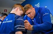 17 May 2025; Garry Ringrose of Leinster with supporters in Autograph Alley before the United Rugby Championship match between Leinster and Glasgow Warriors at the Aviva Stadium in Dublin. Photo by Sam Barnes/Sportsfile