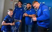17 May 2025; Leinster players Rob Russell, Rabah Slimani and Garry Ringrose with supporters in Autograph Alley before the United Rugby Championship match between Leinster and Glasgow Warriors at the Aviva Stadium in Dublin. Photo by Sam Barnes/Sportsfile