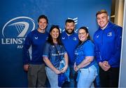 17 May 2025; Leinster players Rob Russell, Rabah Slimani and Garry Ringrose with supporters in Autograph Alley before the United Rugby Championship match between Leinster and Glasgow Warriors at the Aviva Stadium in Dublin. Photo by Sam Barnes/Sportsfile