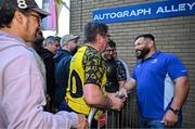17 May 2025; Rabah Slimani of Leinster with supporters in Autograph Alley before the United Rugby Championship match between Leinster and Glasgow Warriors at the Aviva Stadium in Dublin. Photo by Sam Barnes/Sportsfile