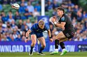 17 May 2025; Huw Jones of Glasgow Warriors in action against Tommy O'Brien of Leinster during the United Rugby Championship match between Leinster and Glasgow Warriors at the Aviva Stadium in Dublin. Photo by Sam Barnes/Sportsfile