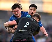 17 May 2025; Andrew Porter of Leinster in action against Seb Stephen of Glasgow Warriors during the United Rugby Championship match between Leinster and Glasgow Warriors at the Aviva Stadium in Dublin. Photo by Sam Barnes/Sportsfile