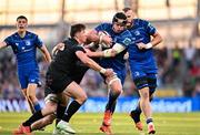 17 May 2025; James Ryan of Leinster in action against Rory Darge, left, and Huw Jones of Glasgow Warriors during the United Rugby Championship match between Leinster and Glasgow Warriors at the Aviva Stadium in Dublin. Photo by Sam Barnes/Sportsfile